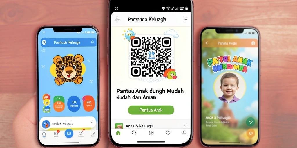 Antarmuka aplikasi 8QR untuk pemantauan anak yang ramah pengguna.