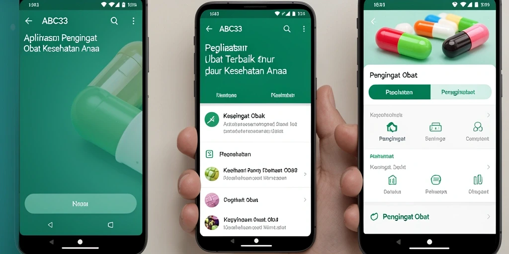 Tampilan antarmuka aplikasi Pengingat Obat ABC33 yang user-friendly.