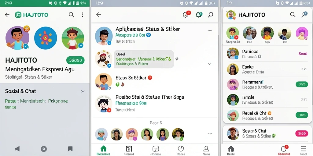 Screenshot utama HAJITOTO menampilkan antarmuka dan stiker menarik.