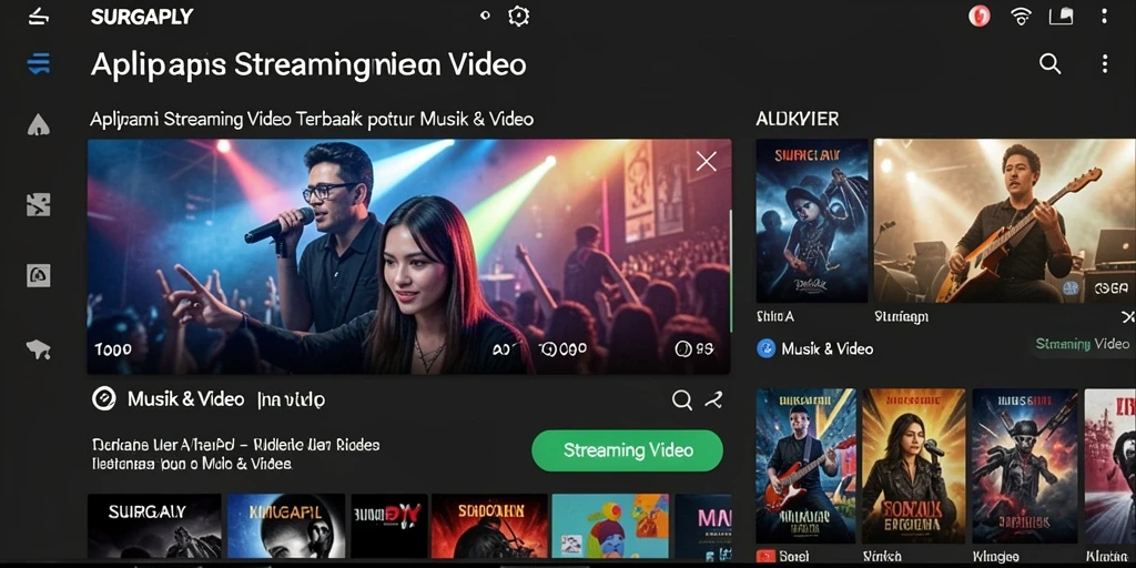 Antarmuka SURGAPLY yang sederhana dan elegan untuk streaming video.