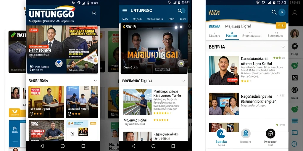 Tampilan antarmuka aplikasi UNTUNGGO yang modern dan informatif.