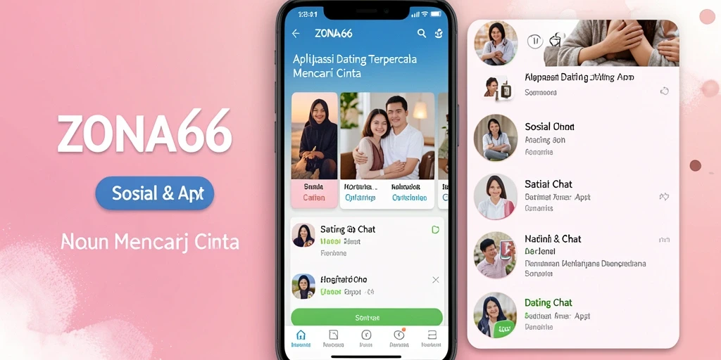 Antarmuka ZONA66 dengan fitur kencan yang menarik.